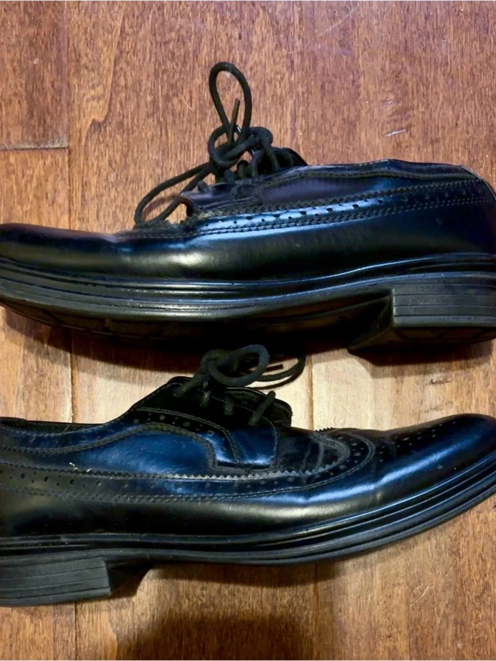 Deer Stags Boys Black Wingtip Dress Shoes Size 3 Wide (3W) Lace Up‎ Oxford